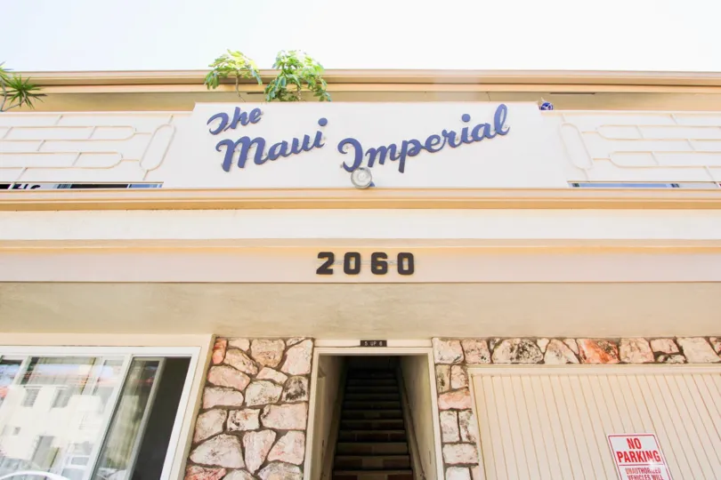 The name The Maui Imperial on the building
