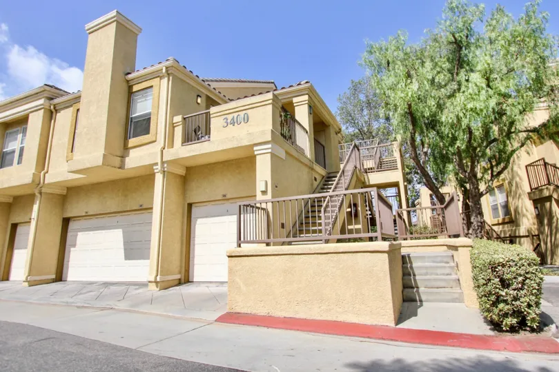The stairs leading up to units in The Palms
