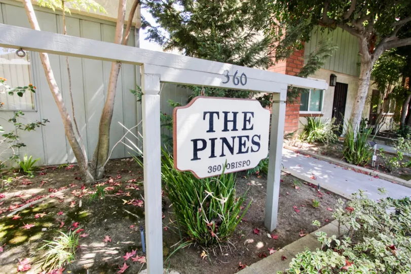 The sign announcing The Pines in Long Beach, California