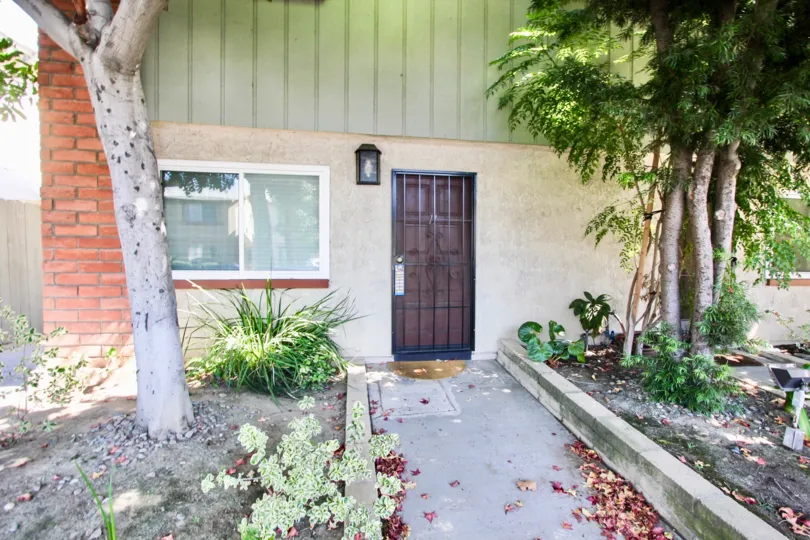 The unit entrance into The Pines in Long Beach, California
