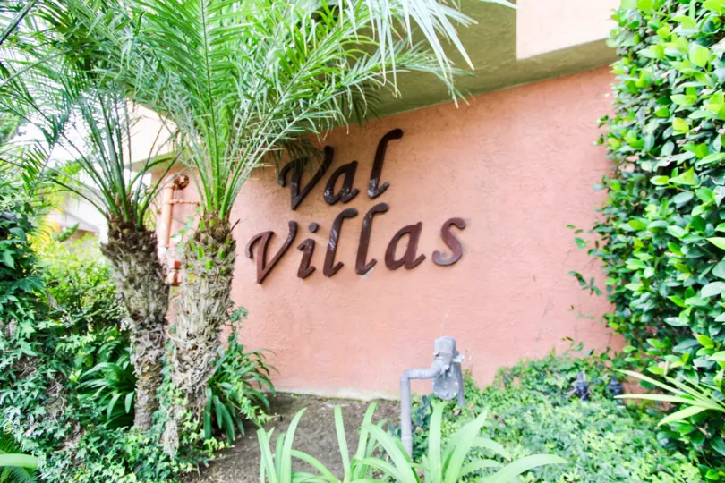 The Val Villas name on the building