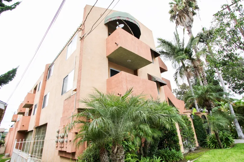 The balconies at the Val Villas in Long Beach, California