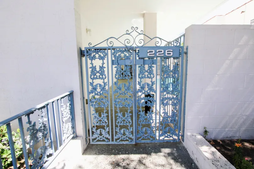 The gate at the View Carre in Long Beach, California