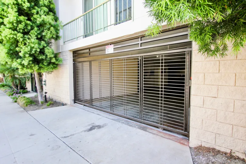 The parking garage for Villa de Oro in Long Beach, California