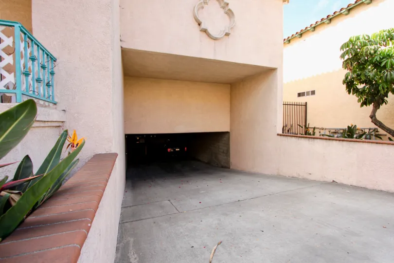 Parking garage under building. Can fit several cars.