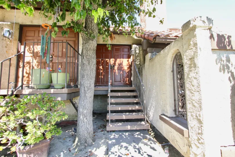 The entrance into a unit at Village Grove in Long Beach, California