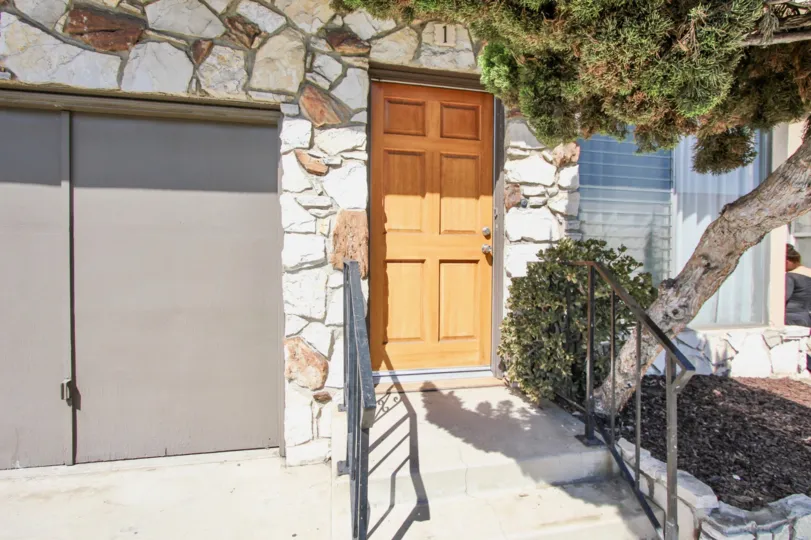 The stairs leading up to the entrance into Vista Homes