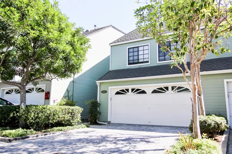 The garages for parking at Whalers Cove in Long Beach, California