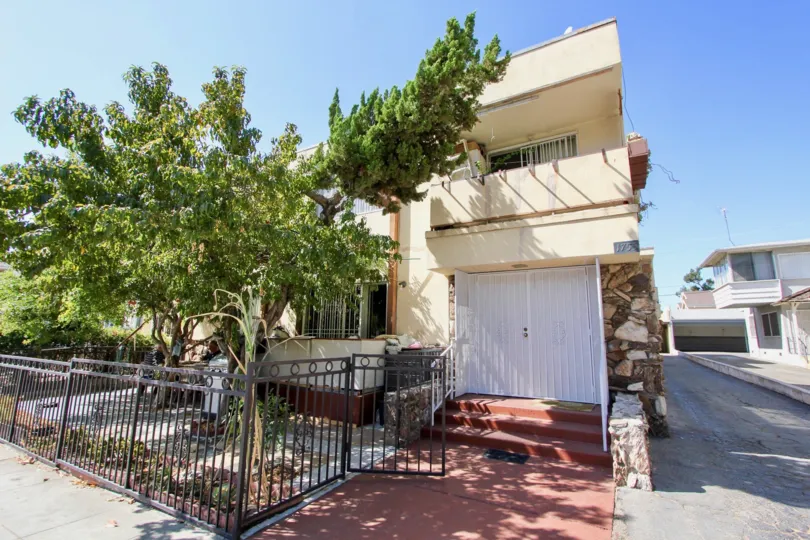 The trees around Edgemont Condominiums in Los Feliz, California
