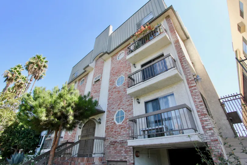 The balconies seen at Harvard Heights in Los Feliz, California