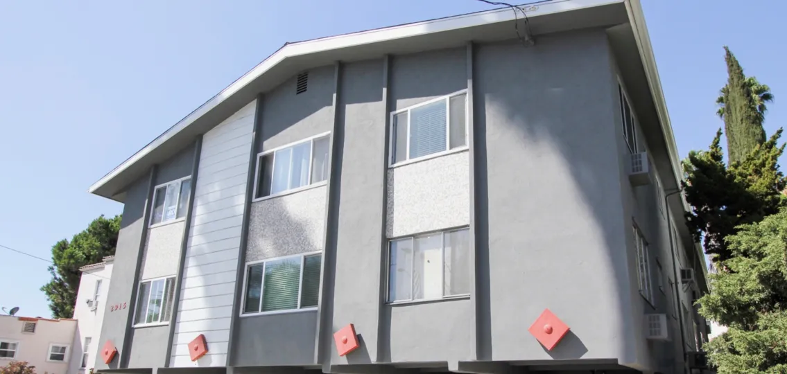 The windows in the Ivanhoe building in Los Feliz, California