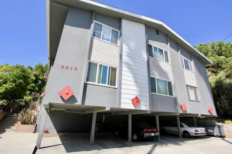 The red décor on the Ivanhoe building