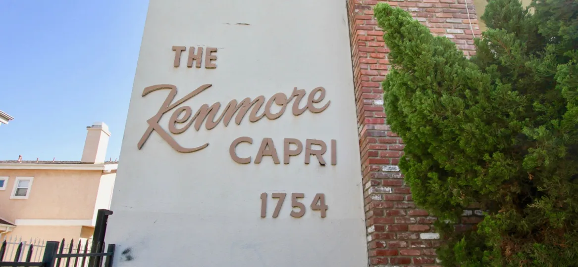 The Kenmore Capri name on the building