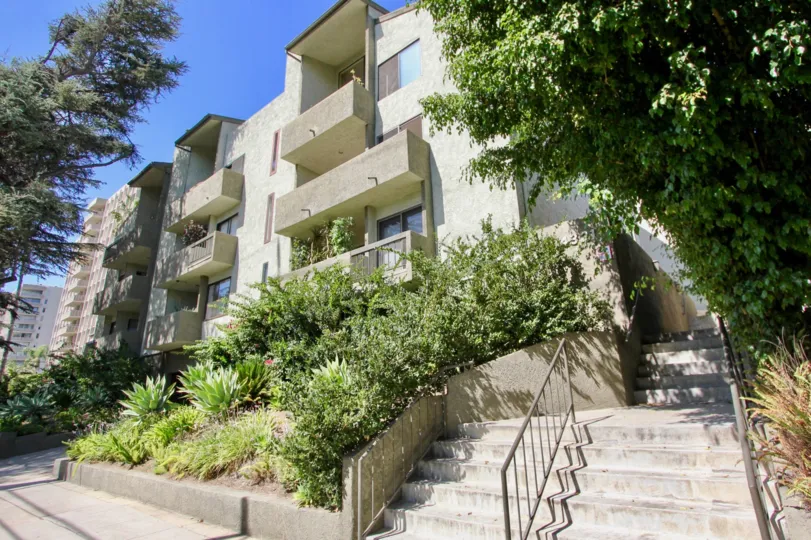 The stairs up to the entrance of Los Feliz Condos