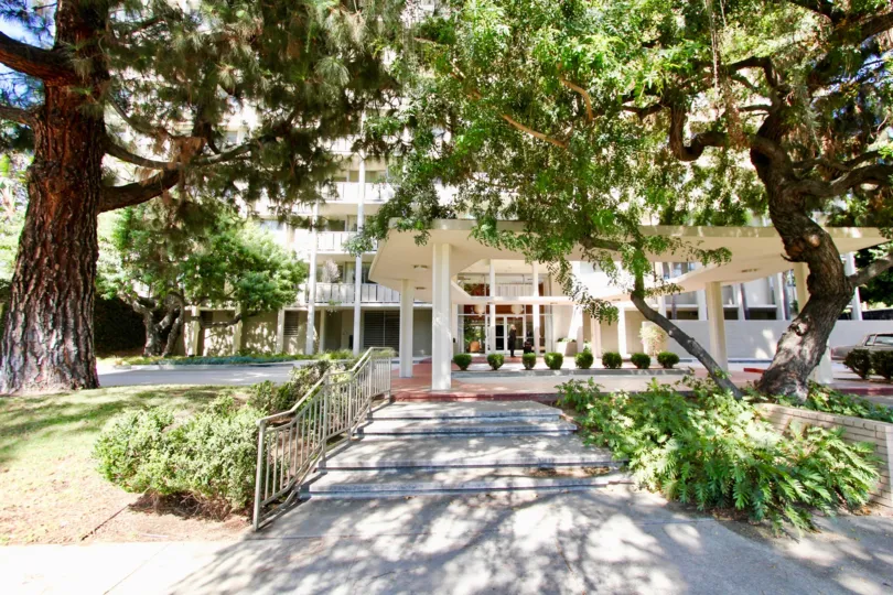 The walkway up to Los Feliz Towers in Los Feliz, California