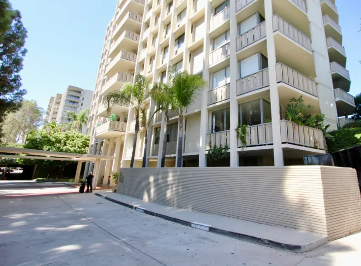 The driveway in front of Los Feliz Towers