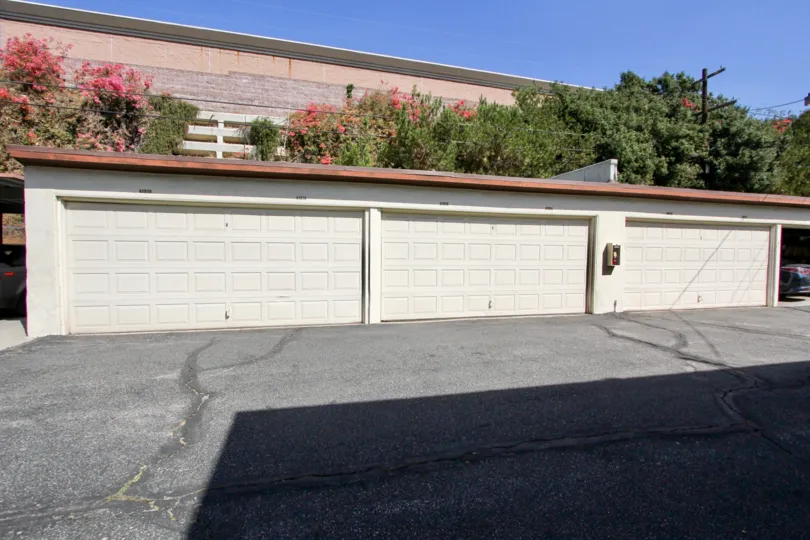 The garages at Perlita Gardens II in Los Feliz, California