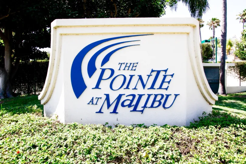 The sign into The Pointe at Malibu in CA California