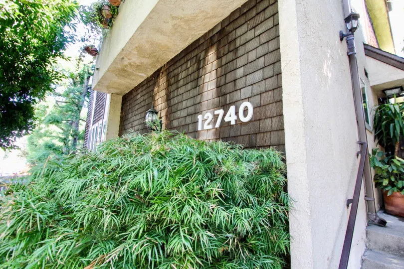 The address on the building at 12740 Pacific
