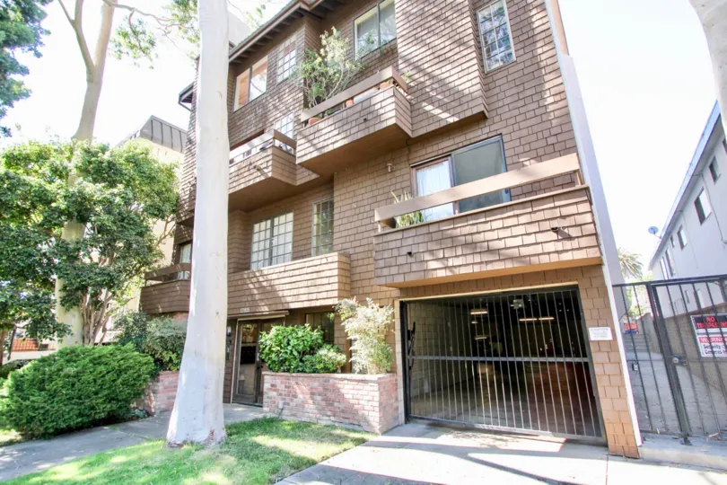 The gate into the garage at 12815 Caswell Ave in Mar Vista, California