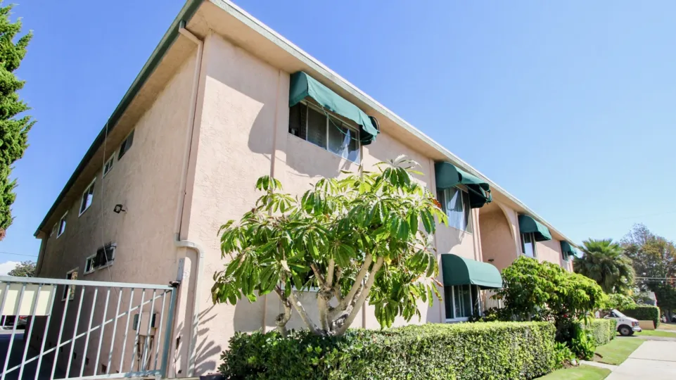 The windows in the Brandywine Courts building in Mar Vista, California