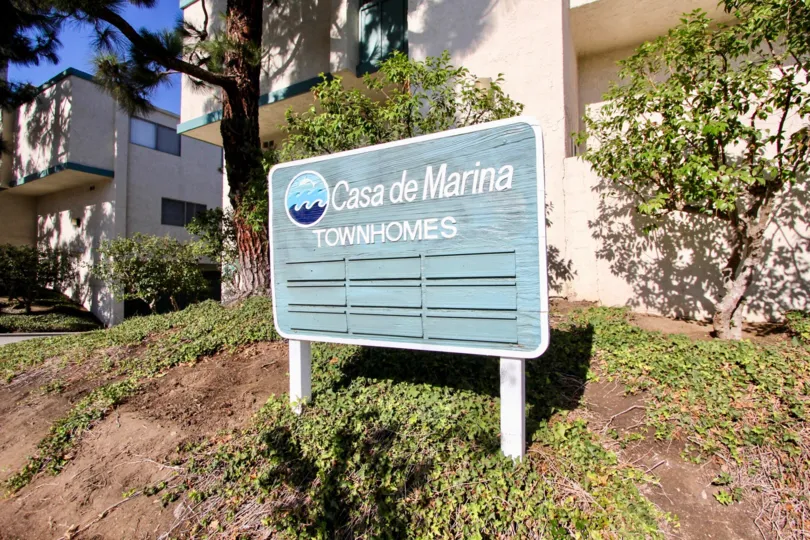 The sign for Casa De Marina in Mar Vista, California