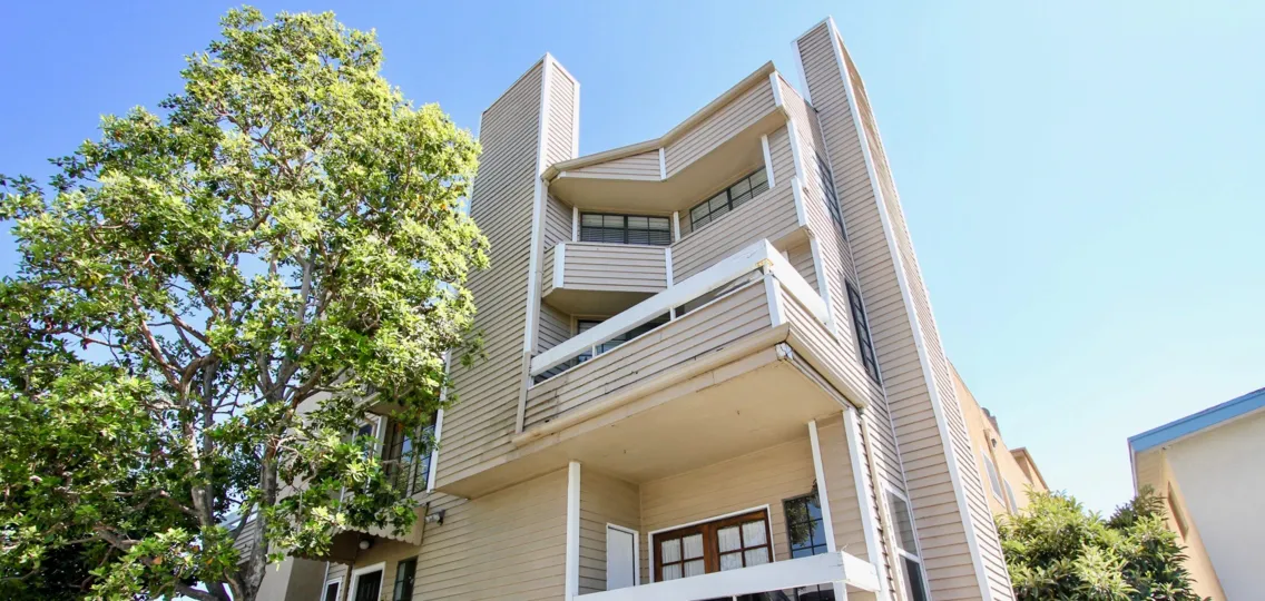 The patios for units in Courtleigh