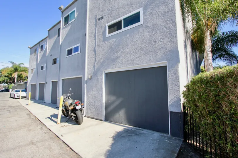 The garage for resident parking at Marina East Townhomes