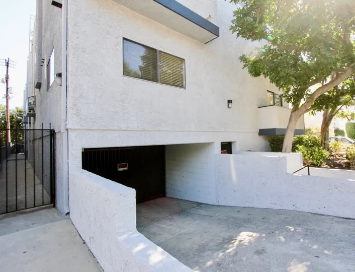 The garage for resdient parking at Mitchell Townhomes