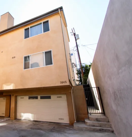 The garages for parking at Moore Street Townhomes