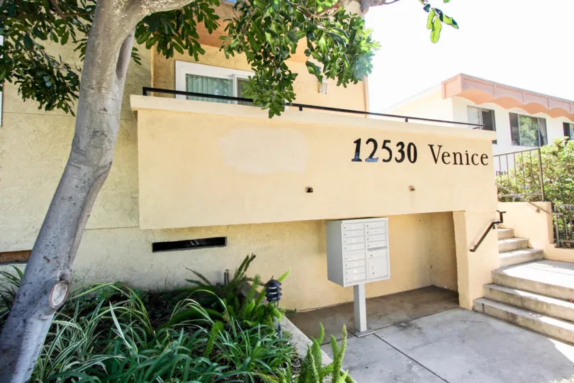 The mail area for residents of On Venice Condominiums