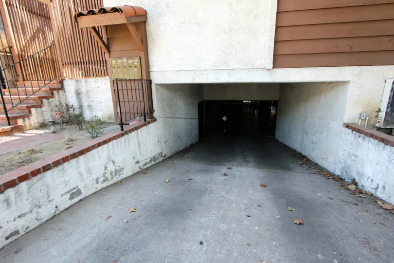 The garage access for Venice Blvd Townhomes residents
