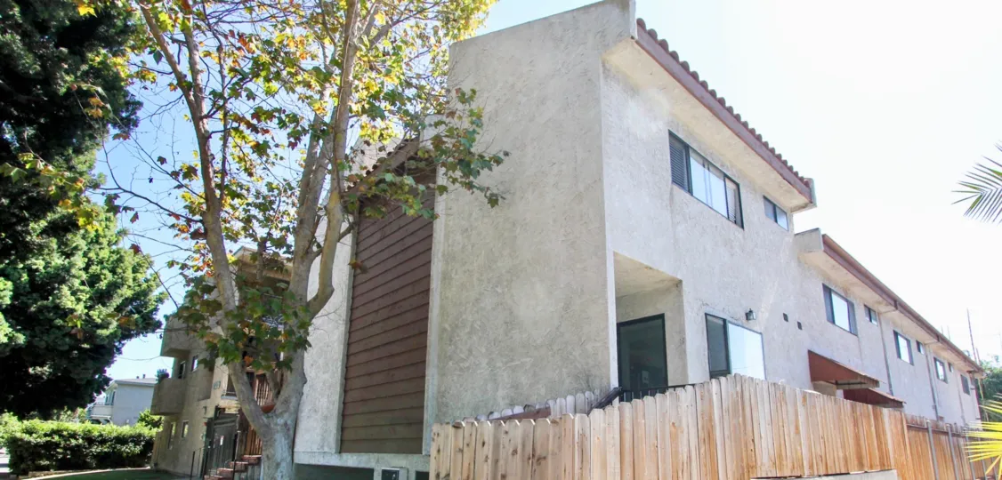 The trees seen around Venice Blvd Townhomes in Mar Vista, California