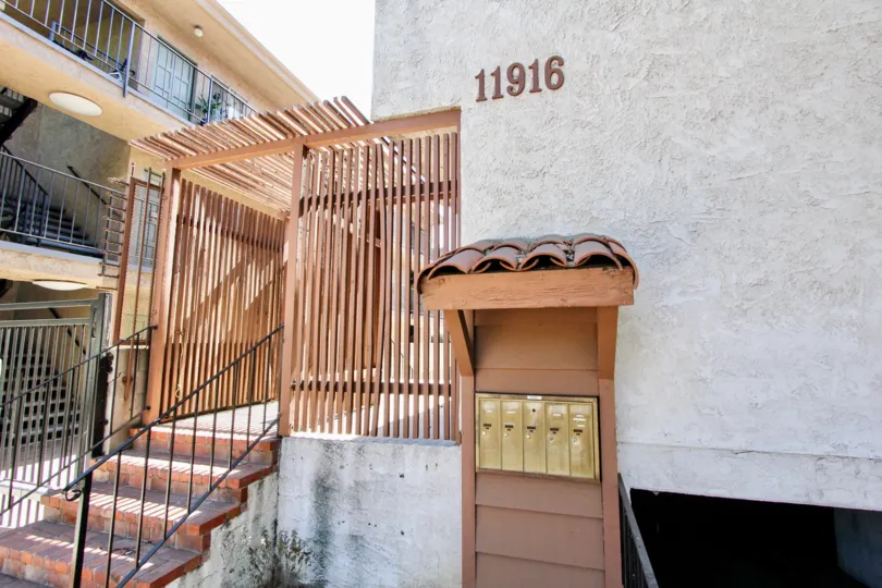 The mail area for residents of Venice Blvd Townhomes