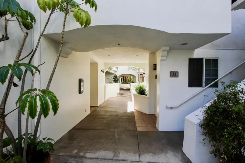 The walkway through Westdale Village in Mar Vista, California
