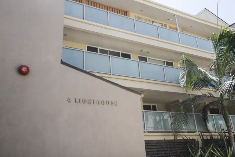 The sign on the building at 4 Lighthouse in Marina Del Rey
