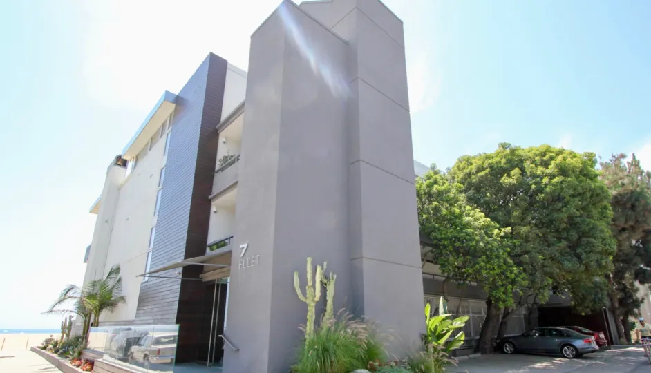 A sunny day at 7 Fleet ocean front community in Marina del Rey, CA