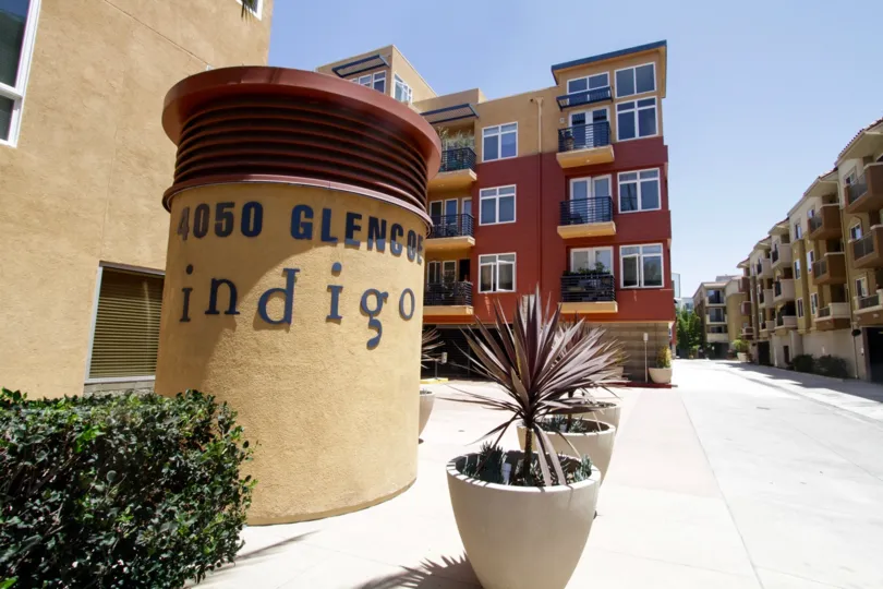 The unique sign that greets you upon entering into the Indigo in Marina Del Rey