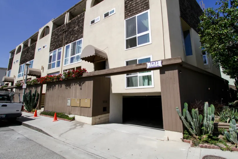 The underground garage at the Marina Shores for parking