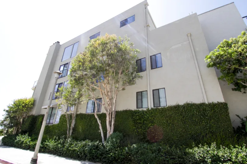 The landscaping seen at One Topsail in Marina Del Rey