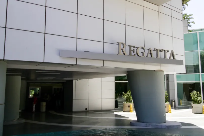 The entryway seen upon arriving at Regatta Seaside Residences