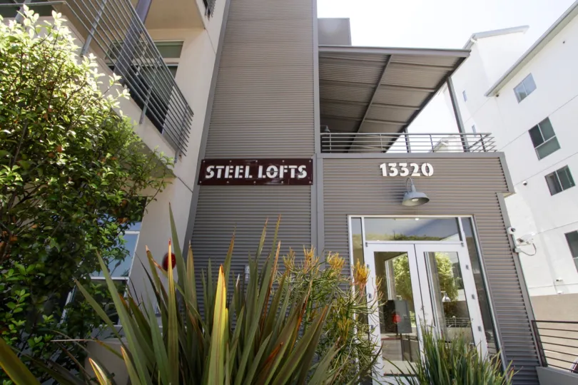 The entrance into Steel Lofts