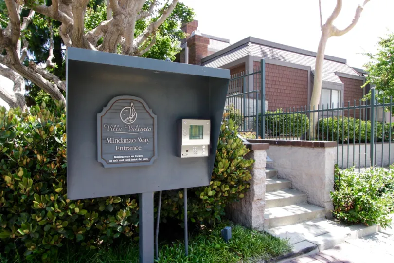The secured gate into Villa Alicante