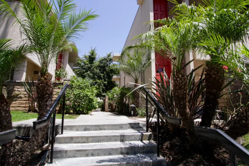 The entryway into Villa Portofino in Marina Del Rey
