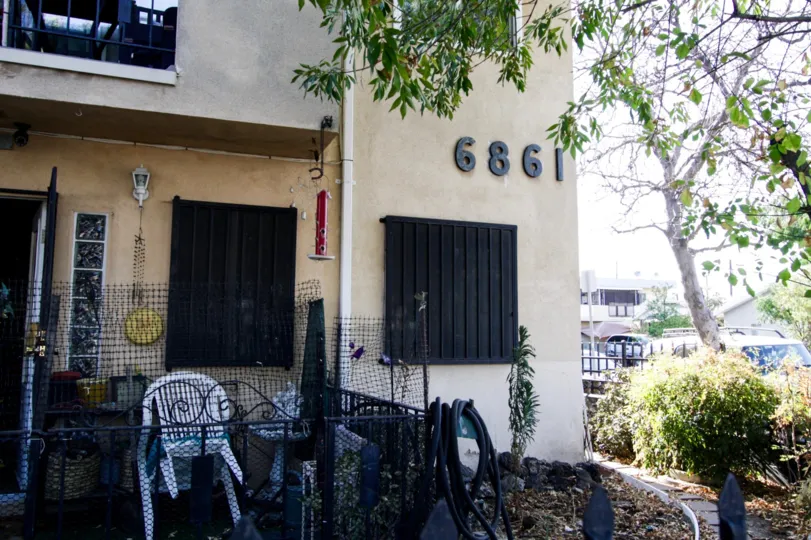 The numbers of the 6861 Hinds Ave building in North Hollywood