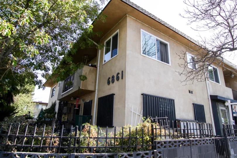 The building at 6861 Hinds Ave