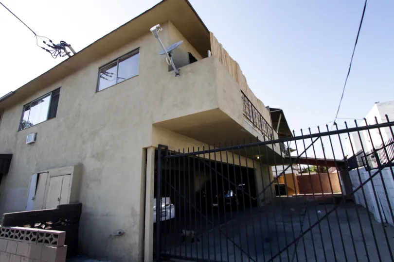 The parking gate into 6902 Hinda Ave in North Hollywood