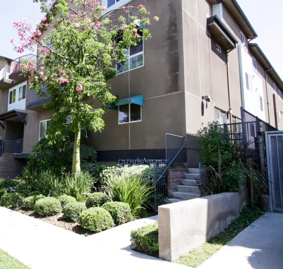 The sidewalk around the Argento Townhomes