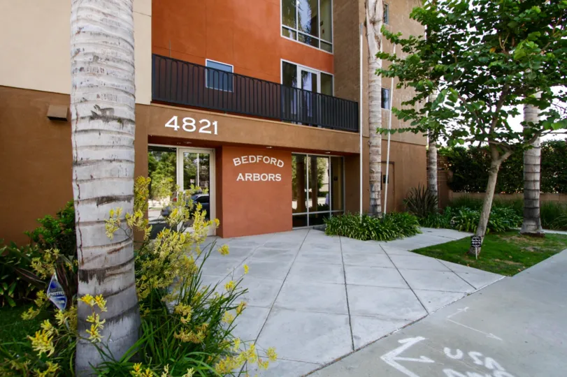 The entryway at Bedford Arbors