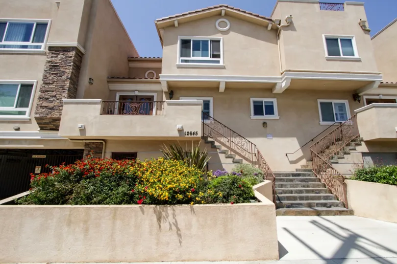 The stairway into Bellaire Townhouses